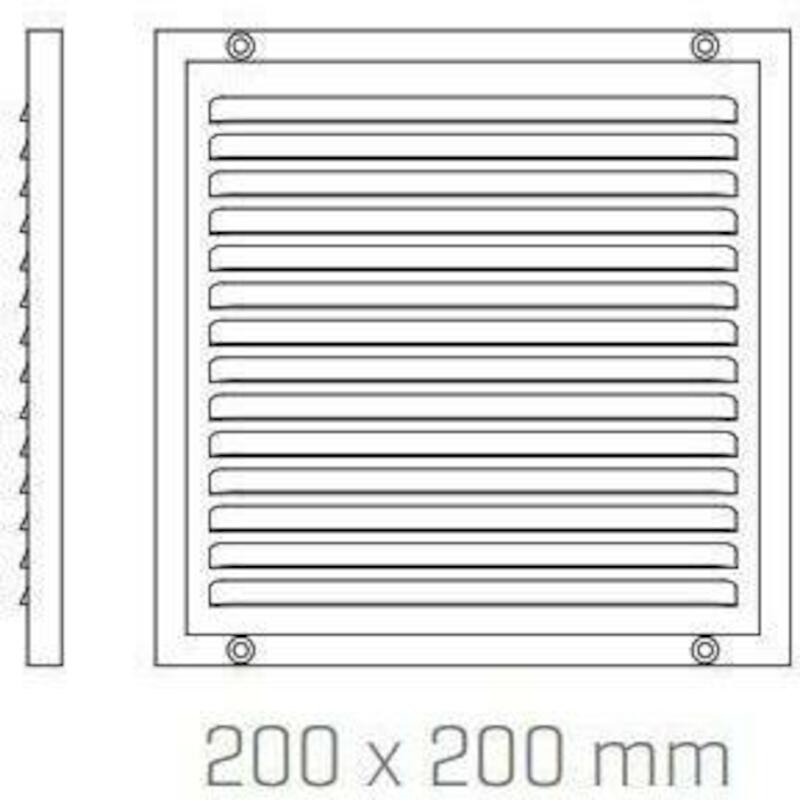 Renson - Grille à lamelles - 437 - Avec cadre et moustiquaire - F1 - 200 x 200 mm - 02357538