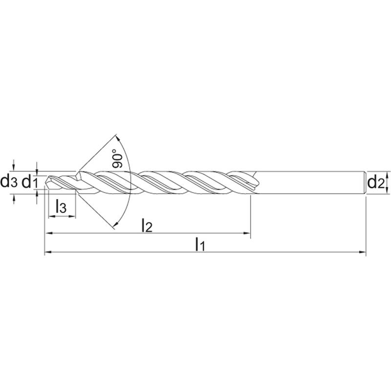 HSS MEERFASENBOOR DIN 8374-A FIJNPASSING, KORT, 90° M4 4,3X8MM - 162200400 - PHANTOM