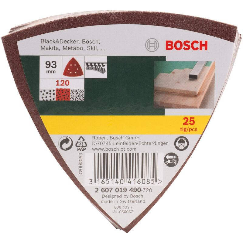 FEUILLE ABR.DELTA 93MM  6TR.2607019490(25PC)P120