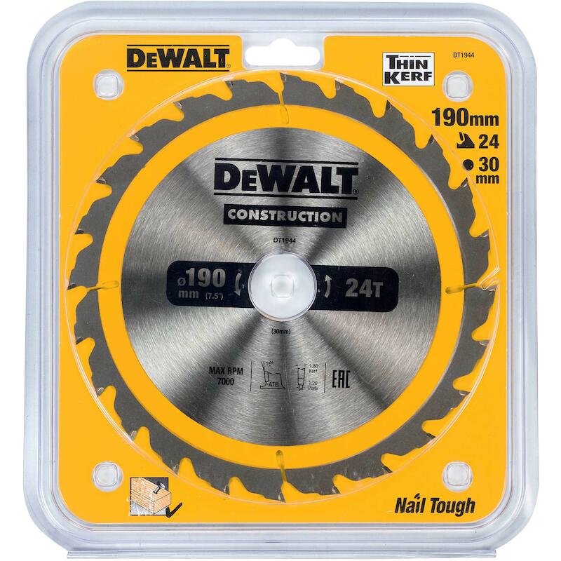 CIRKELZAAGBLAD 190X30MM     DT1944-QZ 24T   DEWALT