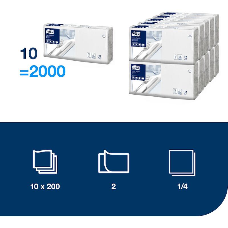 SERVET LUNCH WIT 33X33      477149-200ST-2L.  TORK