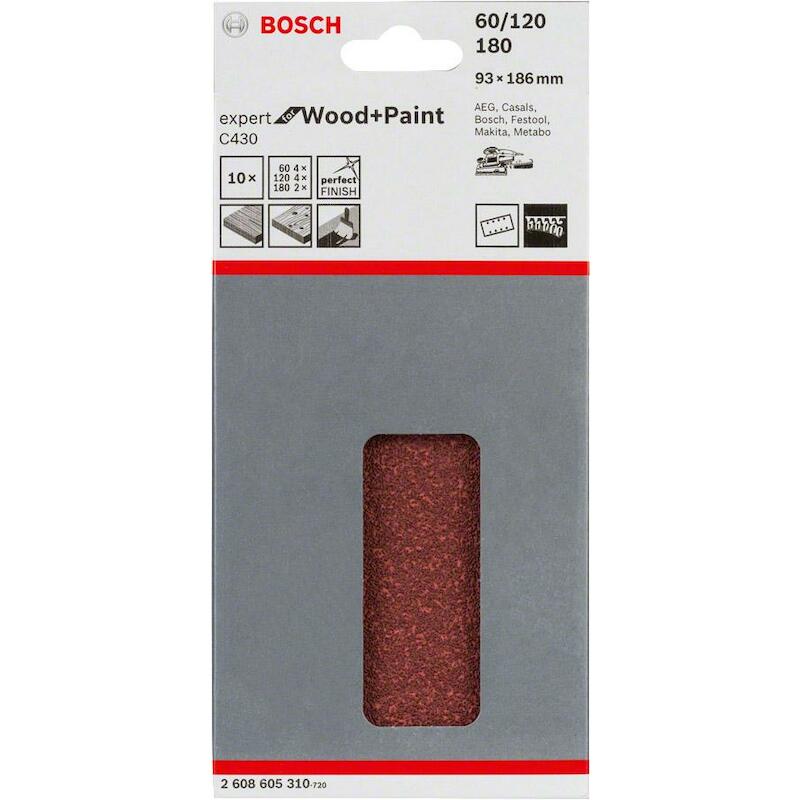 FEUILLE ABRASIVE 93X185MM   2608605310(10PC)DIVERS