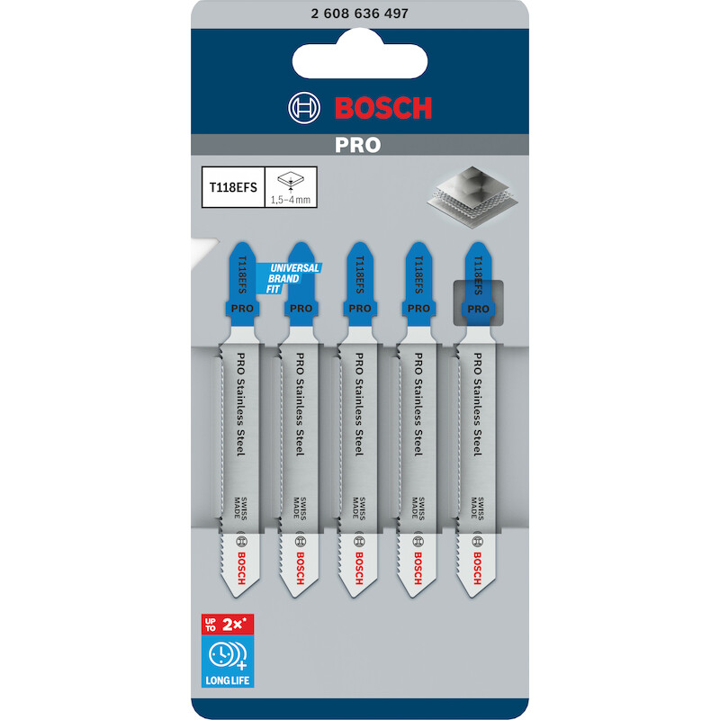 Bosch - Jigsaw blade - t 118 efs Basic for Inox - 83 mm - 5 pcs - 02224082