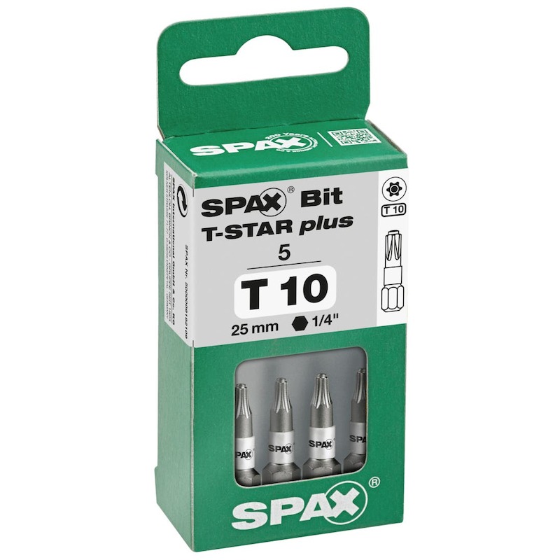 BIT T10 X 25MM 1/4"         T-STAR PLUS (5PC) SPAX