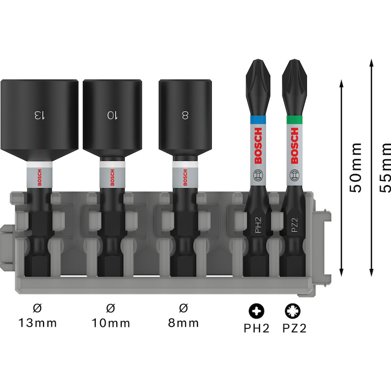 BIT-EN DOPSLEUTELSET IMPACT 2608522350 50MM(5ST)BO