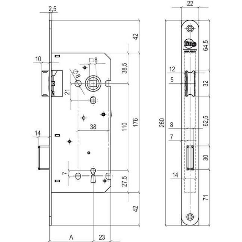 BINNEND.SLOT KB AFG.INOX    A1353-27 55MM    LITTO