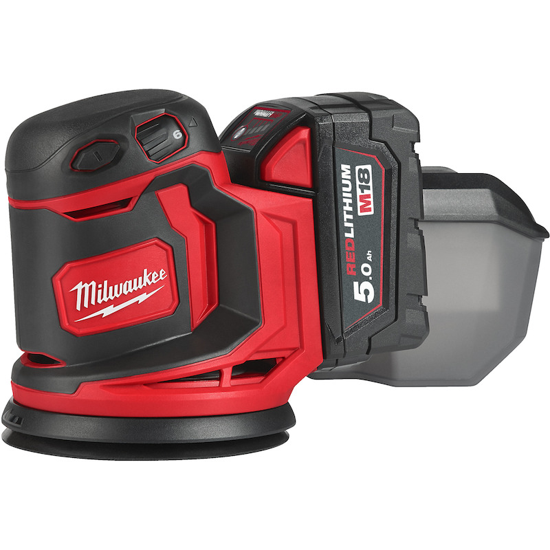 Milwaukee - M18 BOS125-502B - Excentrische accu-schuurmachine - 18 V - 2x 5,0 Ah - ø 125 mm - In tas - 02890843