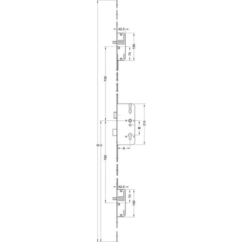 Kfv - Driepuntsslot - BS2300-F16/55/72/8 - B001 - verzinkt - 03332447