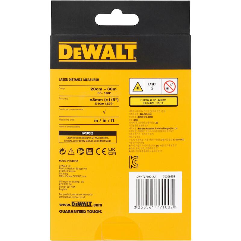 LASERAFSTANDSMETER 30M      DWHT77100       DEWALT