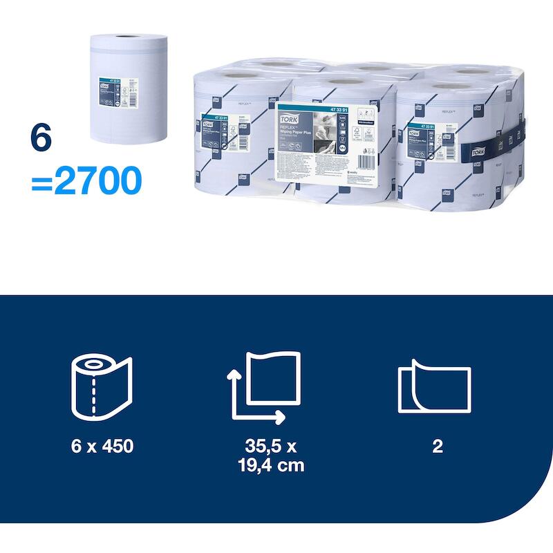 PAPIER REFLEX PLUS BLAUW    473391-450ST-2L.  TORK