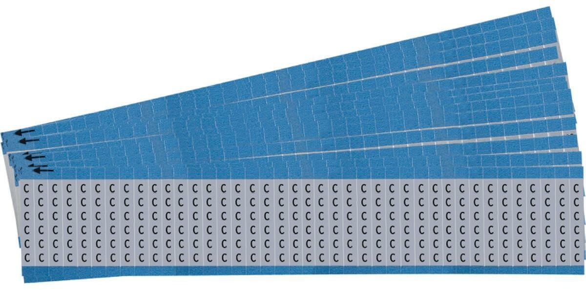 MARQUEUR DE FIL - BRADY 023102 - 'C' NOIR SUR ARGENT 6.35X38 MM (900 EA)