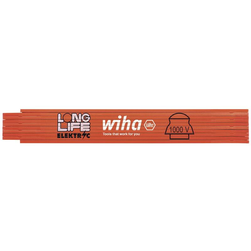 MÈTRE PLIANT POUR ÉLECTRICIEN LONGLIFE 2 M MÉTRIQUE, 10 BRANCHES - 4102008 - WIHA