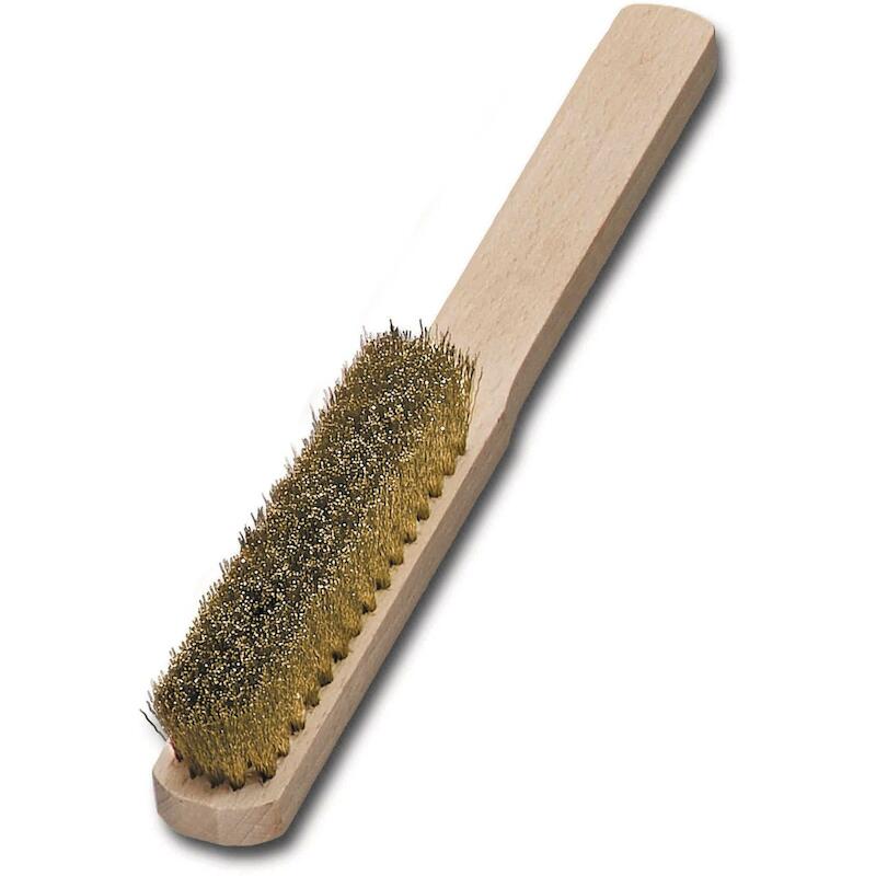 Lessmann - Brosse à main - Fil laiton ondulé 0,15 mm - 4 rangs - 225 x 20 mm - 126411 - 01052004