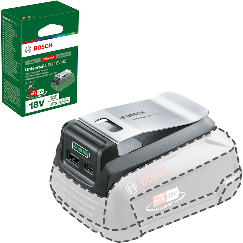 Bosch - Battery adapter - UniversalUSB 18V-45 bt - 18 V - usb-a - usb-c - 08102617