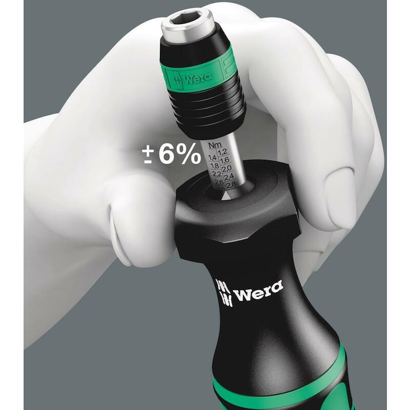WERA SERIE 7400 KRAFTFORM INSTELBARE MOMENTSCHROEVENDRAAIER (2,5 - 29,0 IN. LBS.) MET RAPIDAPTOR SNELWISSELHOUDER (5 IN. LBS.)