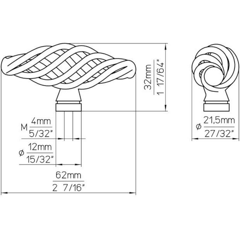BOUTON MEUBLE ÉTAIN         1268-62ZN9 62MM   SIRO