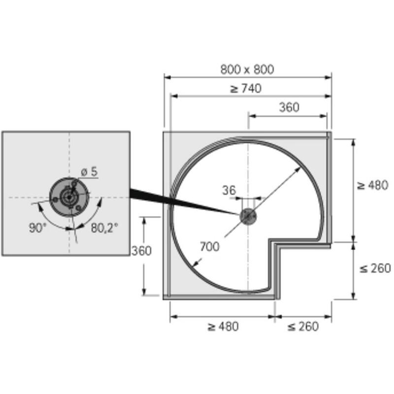 ARENA STYL.3/4CIRKEL DRAAIB.700MM CHR HETT-9079941