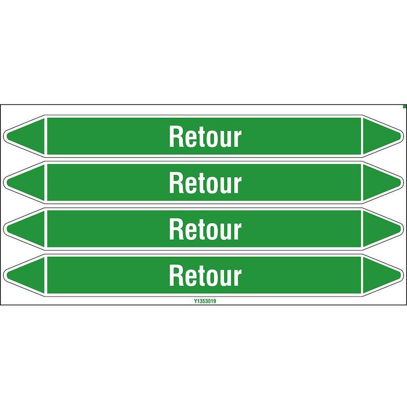 LEIDINGMERKER - BRADY N006216 - 'RETOUR' WIT OP GROEN 250X 26 MM (4 EA)