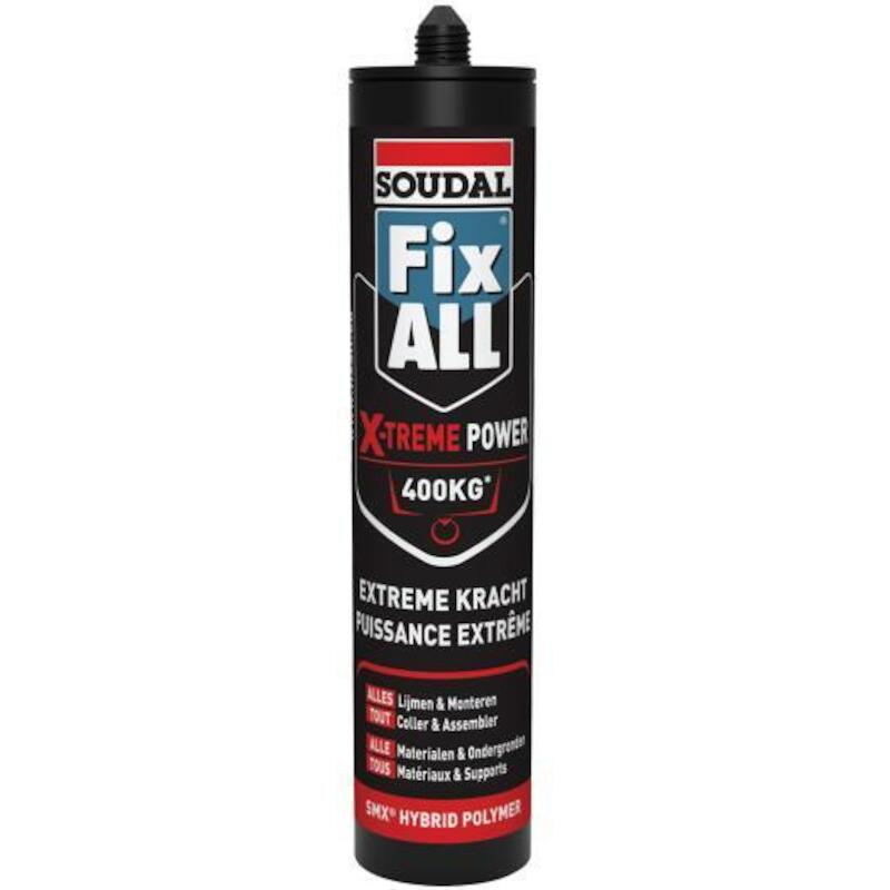 Soudal - Fix all X-treme Power Express - Colle de fixation hybride - Noir - 290 ml - 03285562
