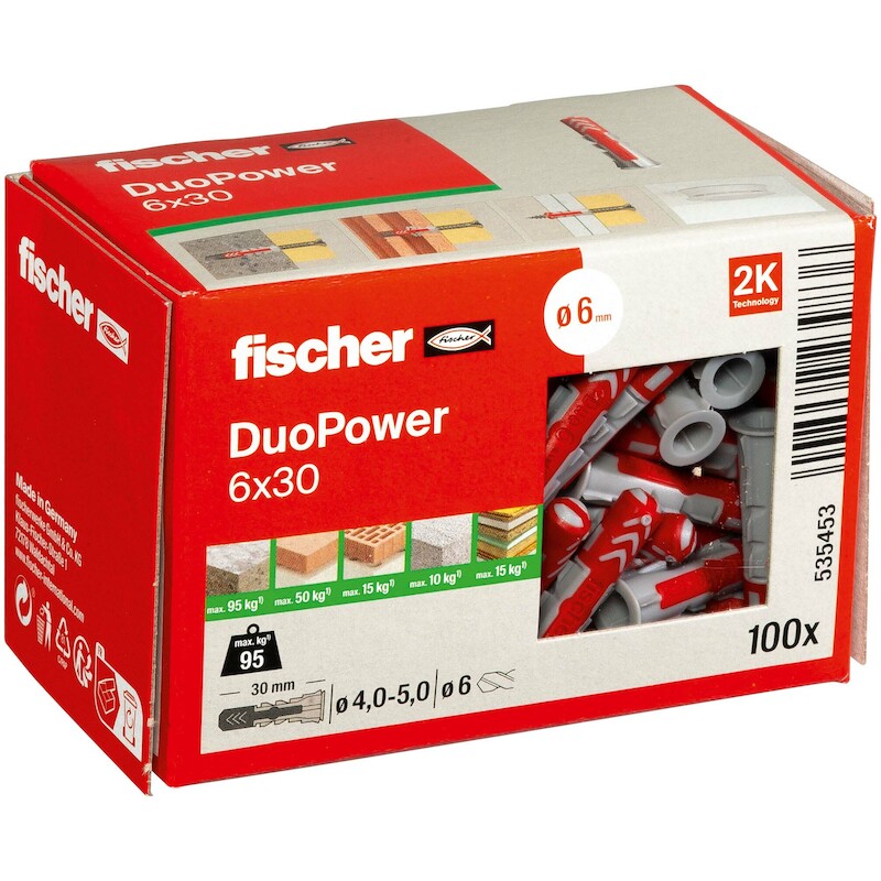 Fischer - Cheville universelle - DuoPower 6X30 - ø 6 x 30 mm - nylon - 03297794