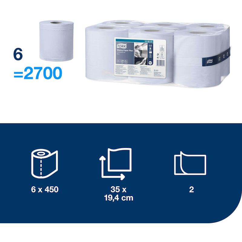 PAPIER WIPING+ CF BLEU      128207-450PCS-2P. TORK