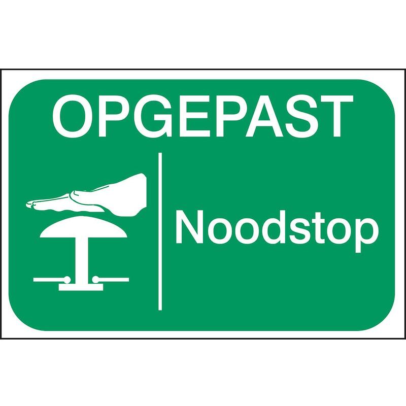 ETIKET 230800 LABEL-OPGEPAST NOODSTOP-100*150