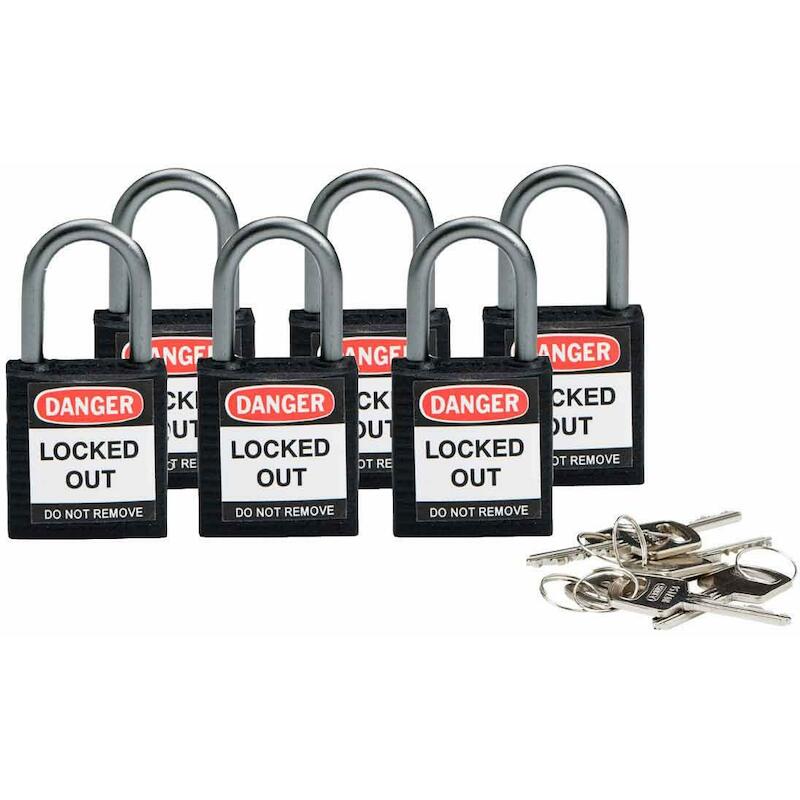 COMP SAFE PADLOCK 32MM SH KD BLACK/6   BRADY   6ST
