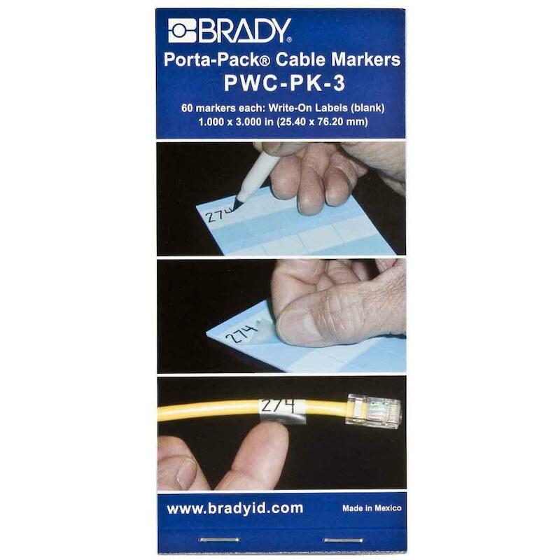 KABELMERKER - BRADY 035401 - 'BLANCO' WIT EN TRANSPARANT 25,4X76,2 MM (60 EA)