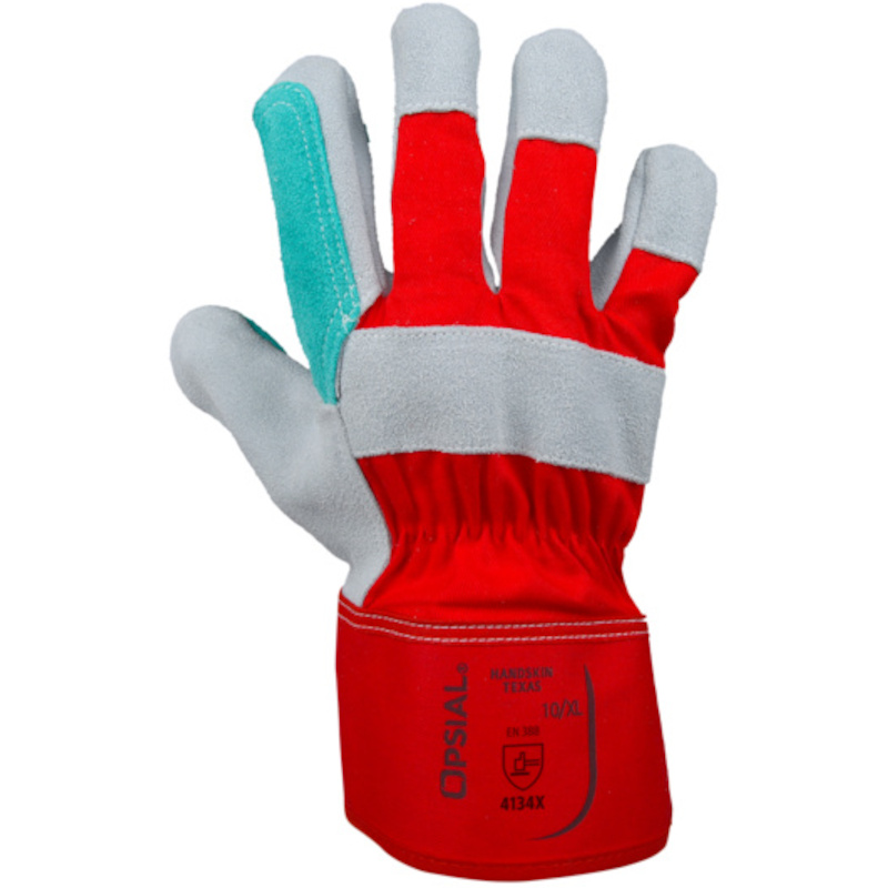 Opsial - werkhandschoenen - Handskin Texas - rundsplitleder - maat 10 - rood - en 388 - en 420 - en 407 - 02051806