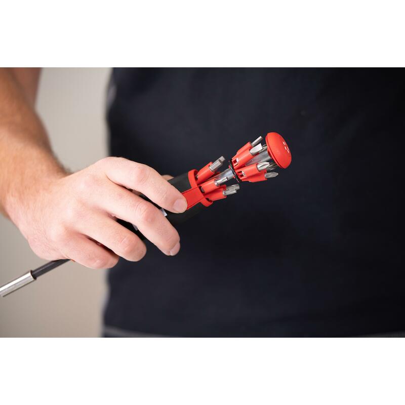 SCHROEVENDRAAIER MET BITMAGAZIJN LIFTUP 25 MAGNETISCH ASSORTI MET 12 BITS, 1/4" IN BLISTER - SB380302021 - WIHA