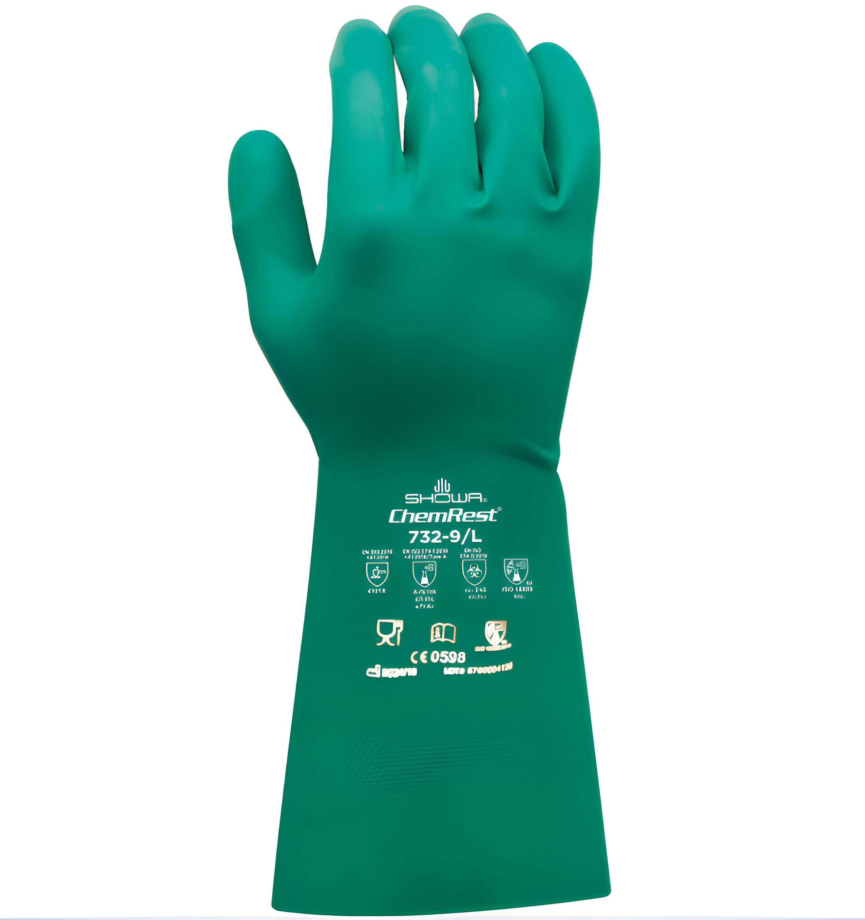 HANDSCH.NITRIL/KATOENVLOK   732 L=33CM 10/XL SHOWA