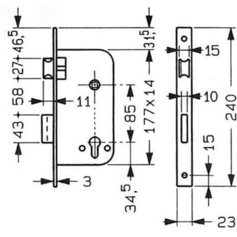 CIL.SLOT KB HOEK.GELAKT     520 - 60MM        YALE