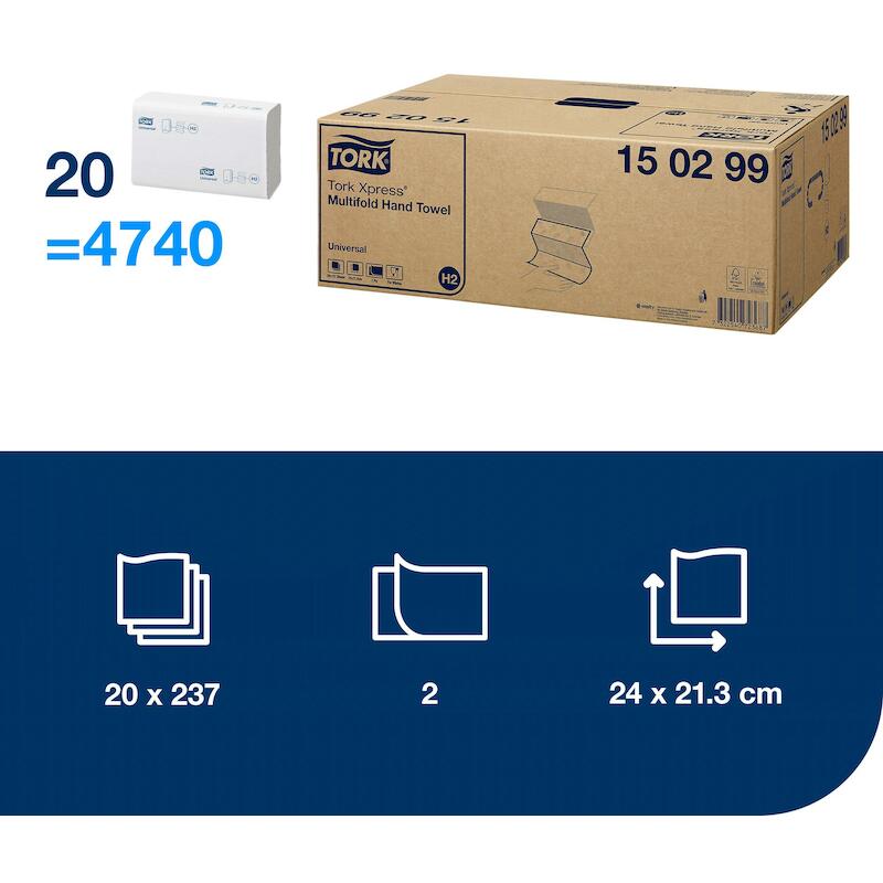 PAPIER 2 LAAGS - TORK 150299 - ( 24 CM)