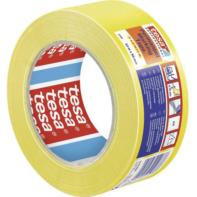 Tesa - Vloermarkeringstape - Tesaflex 4169 - Geel - 180 µm - 50 mm x 33 m - 03257166