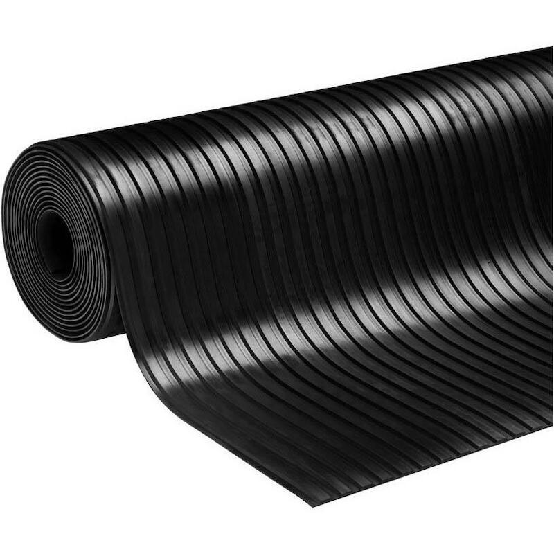 TAPIS STRIÉ LARGE 10X1,2M   SBR NOIR - 3MM