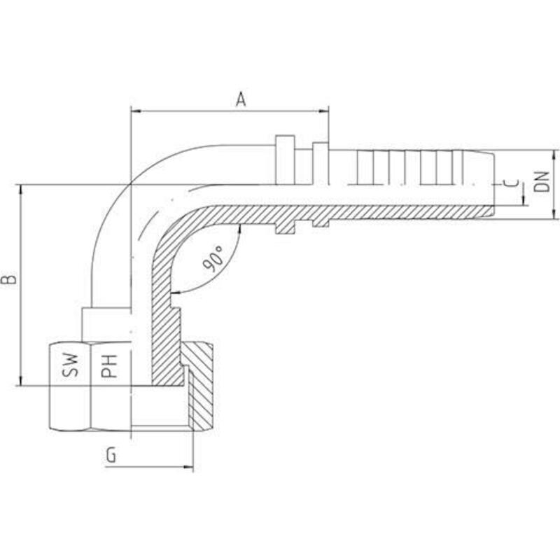 PERSKOPPELING 90°           DRF-5/8"-90°-DN 16  PH