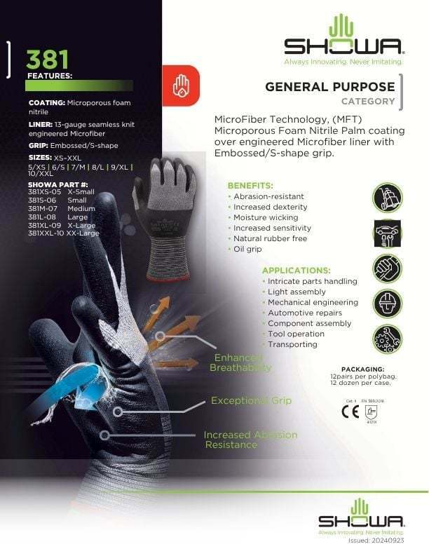GANT MICROPOROUS NITRILE    381         9/XL SHOWA