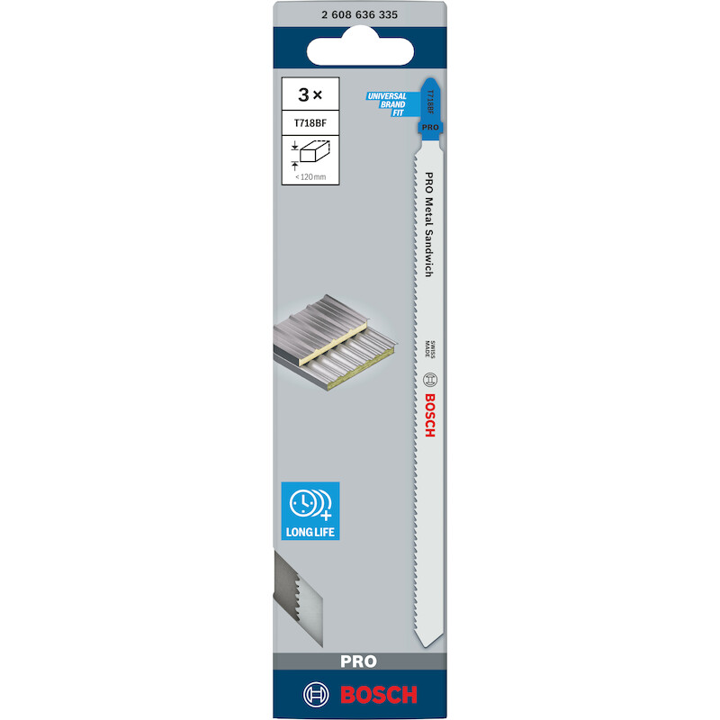 Bosch - Jigsaw blade - pro Metal Sandwich - t 718 bf - 180 mm - 3 pcs - 02224074