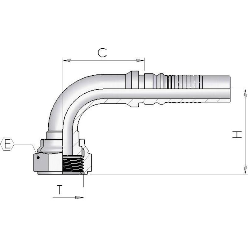 PERSKOPP.90° ORFS - 1 11/16"V/UNF X 1 1/4"  INTERL