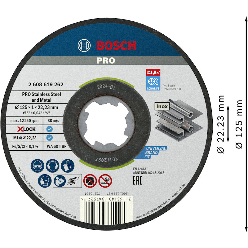 SNIJSCHIJF 125X1X22,23MM    2608619262 X-LOCK BOSC