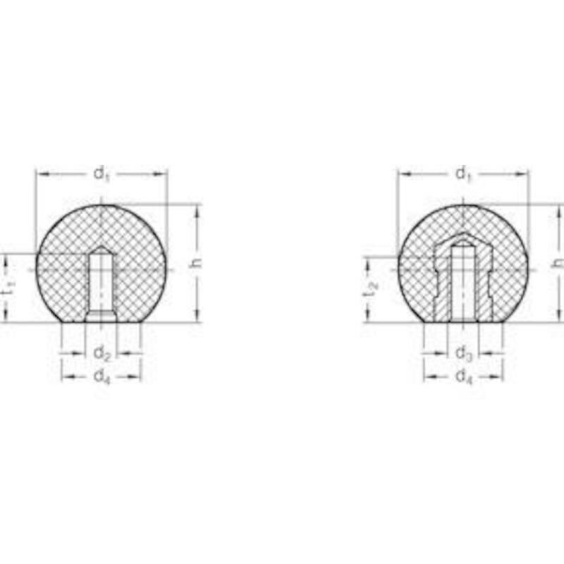 BOLKNOP ZWART DUROPLAST     319-KU-20-M5-E  GANTER