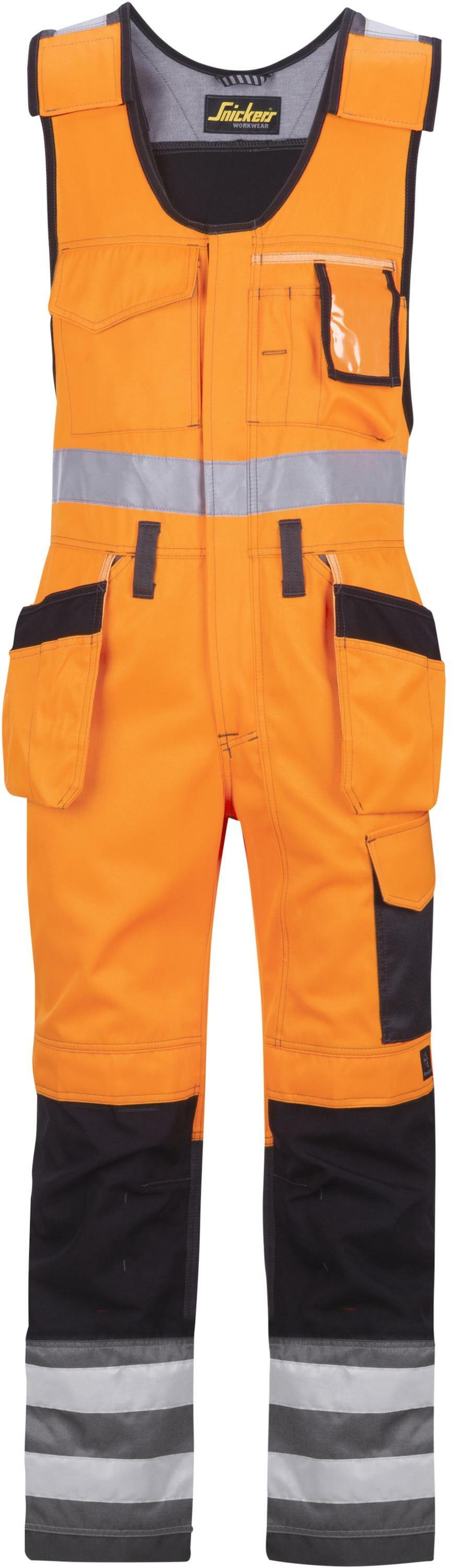 PANTALON DE SIGNALISATION - SNICKERS 0213 - ORANGE HAUTE VISIBILITÉ ET GRIS MARNE 100
