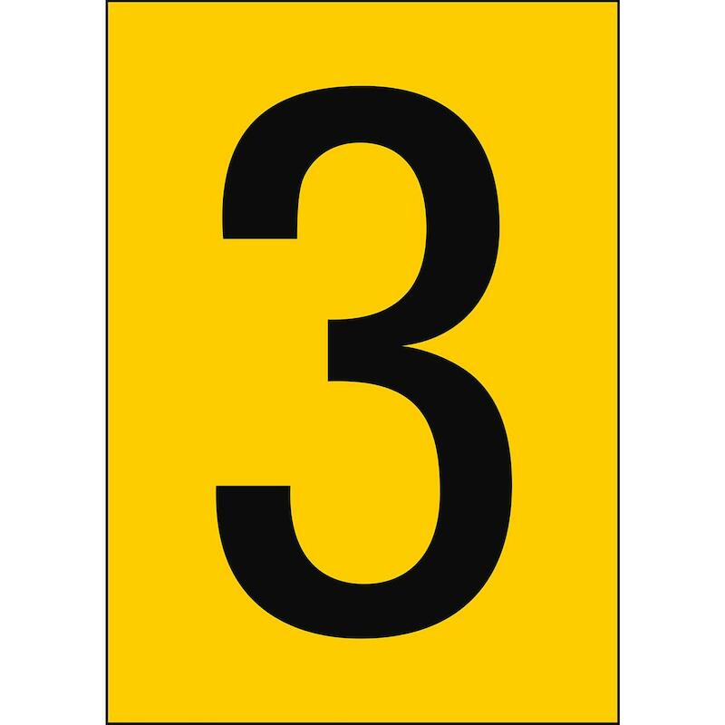 CIJFER - BRADY 911533 - '3' ZWART OP GEEL 210X297MM (1 EA)