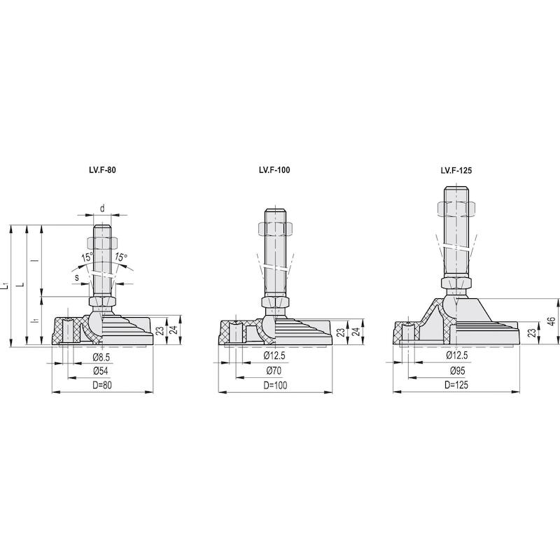 NIVELLEERVOET ZW.ANTI-SLIP  LV.F-80-14-AS    ELESA