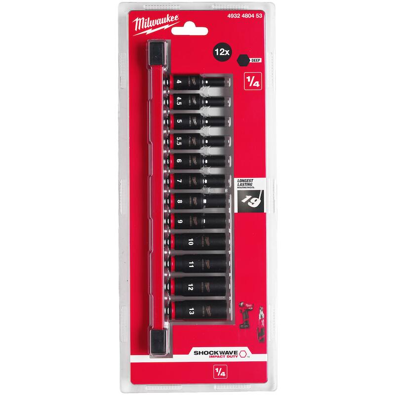 JEU DOUILLES IMPACT 1/4"    4932480453 (12PC) MILW
