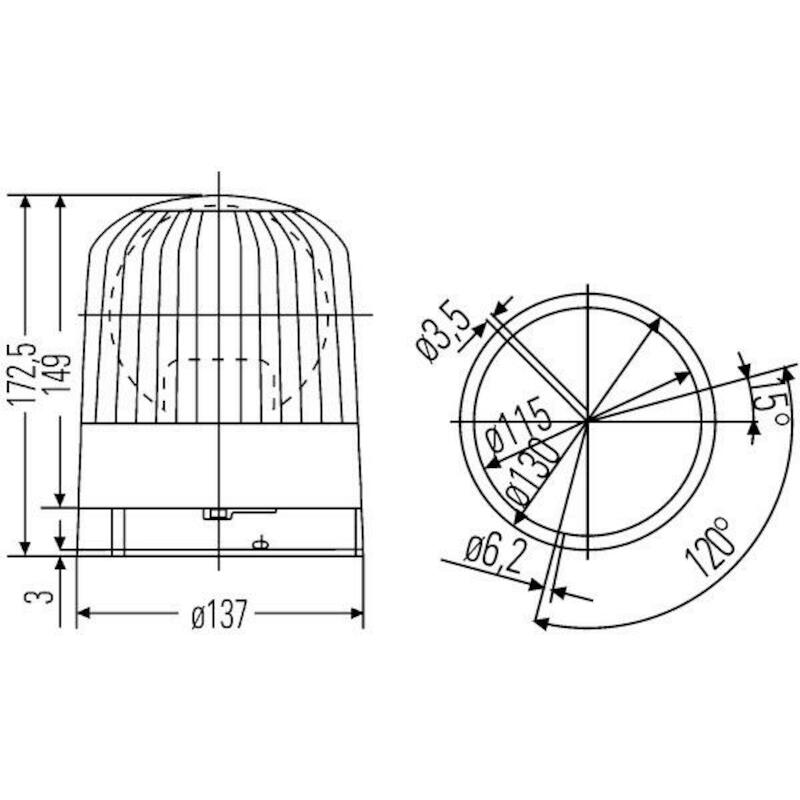 2RL.007.550.011 ZWAAILICHT 24V VAST