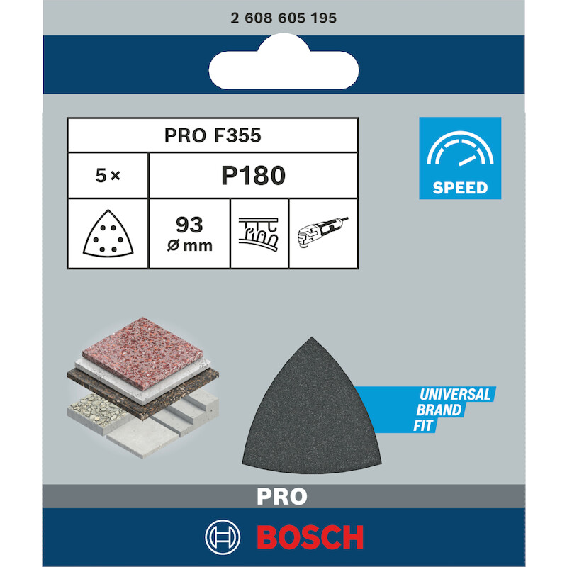 FEUILLE ABR.DELTA 93MM 6TR. 2608605195(5PC)P180