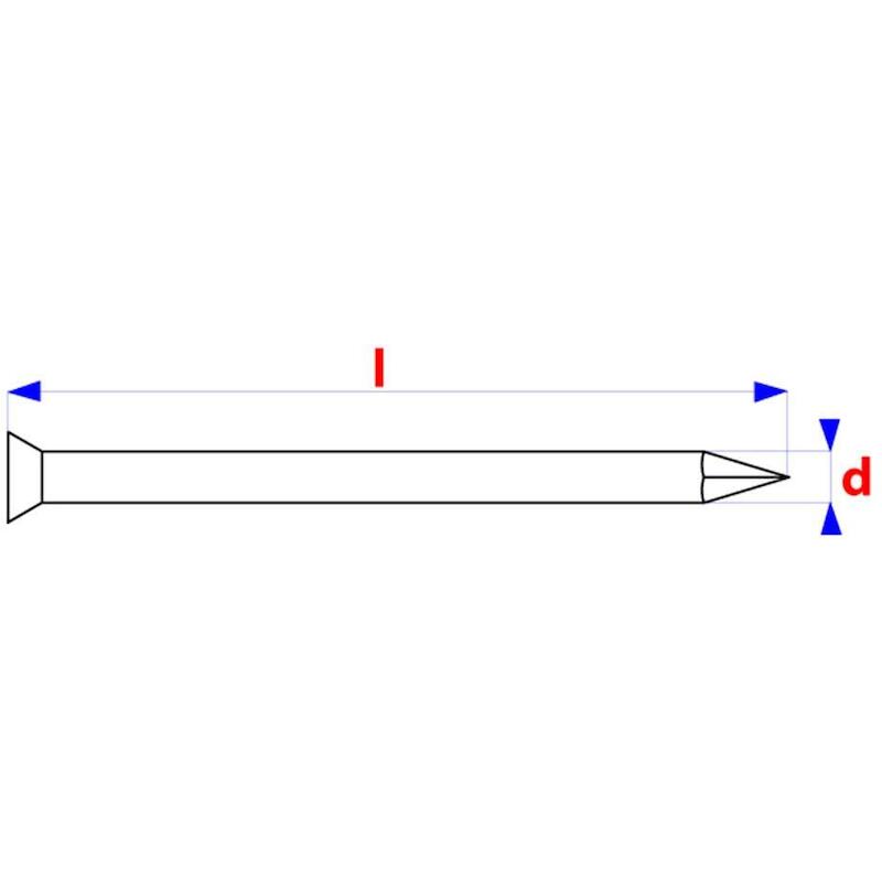 Nail - conical head - hardened steel - blank - ø 3 x 50 mm - 03244160