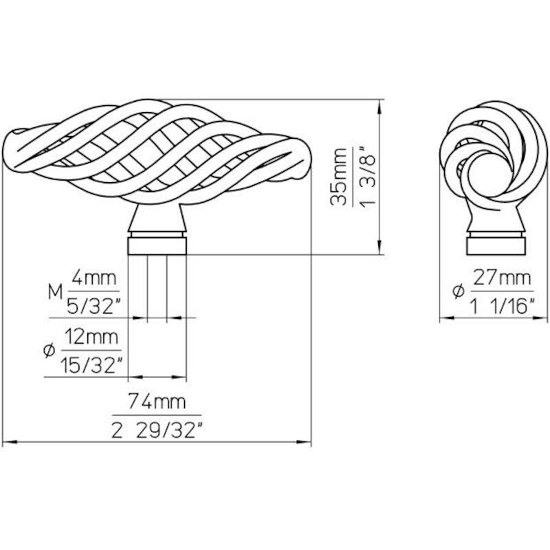 BOUTON MEUBLE ÉTAIN         1268-74ZN9 74MM   SIRO