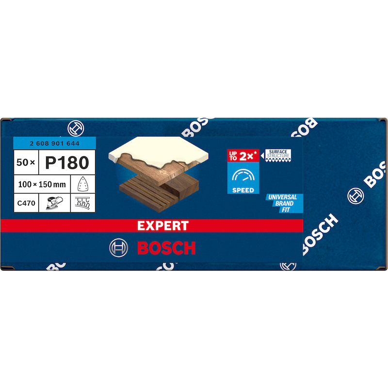 PAPIER ABRASIF 100X150MM    C470 P180(50PC)